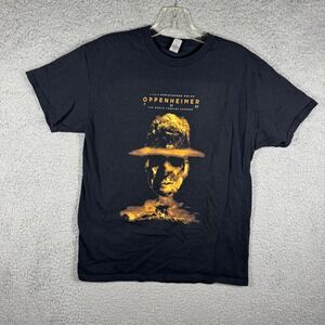 Oppenheimer Movie Promo T-Shirt Christopher Nolan Film Graphic Black Mens Medium
